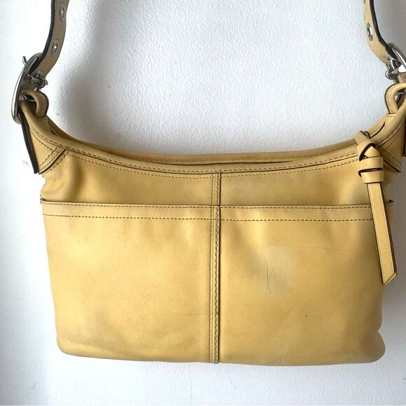 Y2K Coach Vintage Hobo Shoulder Handbag M0893-F13354 Butter Yellow Leather - Picture 3 of 16